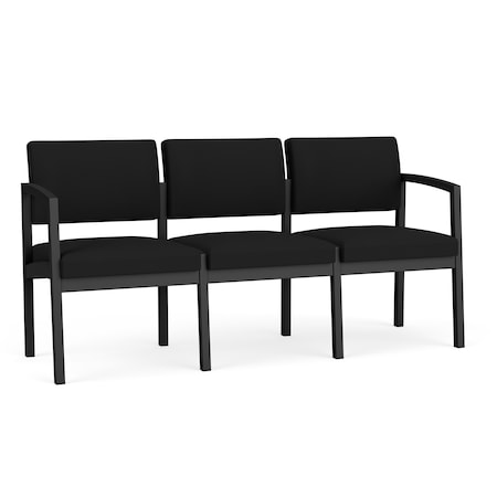 Lesro Black/Onyx Seat, 3 Seat Sofa, 64.5 W 24.5 L 32 H, Open House Solid Color Fabric Seat LS3101